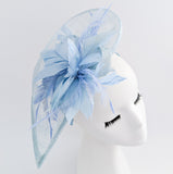 Aquamarine blue feather large teardrop fascinator hat Aquamarine blue feather large teardrop fascinator hat