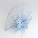 Aquamarine blue feather large teardrop fascinator hat Aquamarine blue feather large teardrop fascinator hat