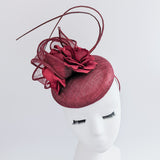Burgundy flower fascinator hat