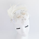 Cream feather lace satin fascinator hat Cream feather lace satin fascinator hat