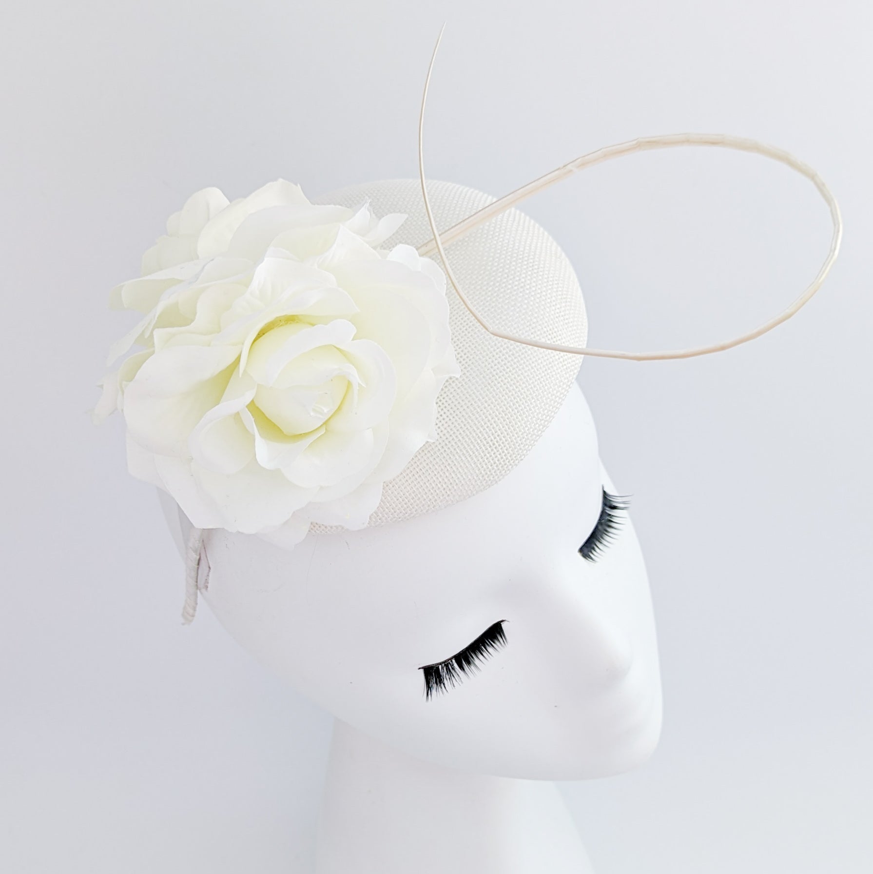 Cream rose flower fascinator hat