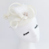 Cream crystal feather fascinator hat Cream crystal feather fascinator hat