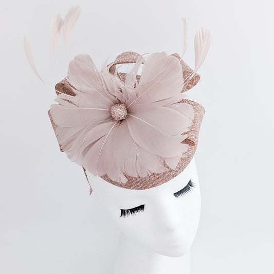 Blush pink feather fascinator hat