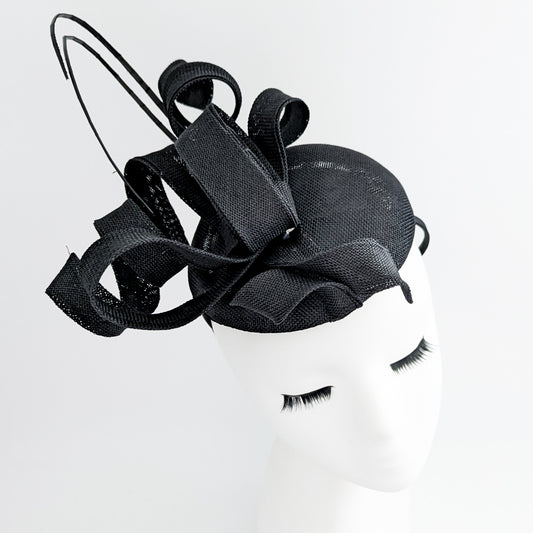 Black spiral loop fascinator hat