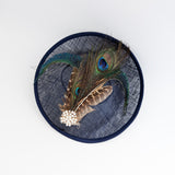 Navy peacock pheasant feather disc saucer fascinator hat Navy peacock pheasant feather disc saucer fascinator hat