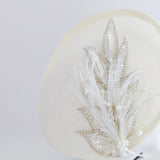 Cream crystal feather disc saucer fascinator hat Cream crystal feather disc saucer fascinator hat