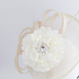 Cream flower disc saucer fascinator hat Cream flower disc saucer fascinator hat