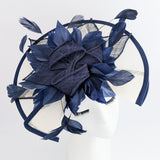 Navy ivory large feather fascinator hat Navy ivory large feather fascinator hat