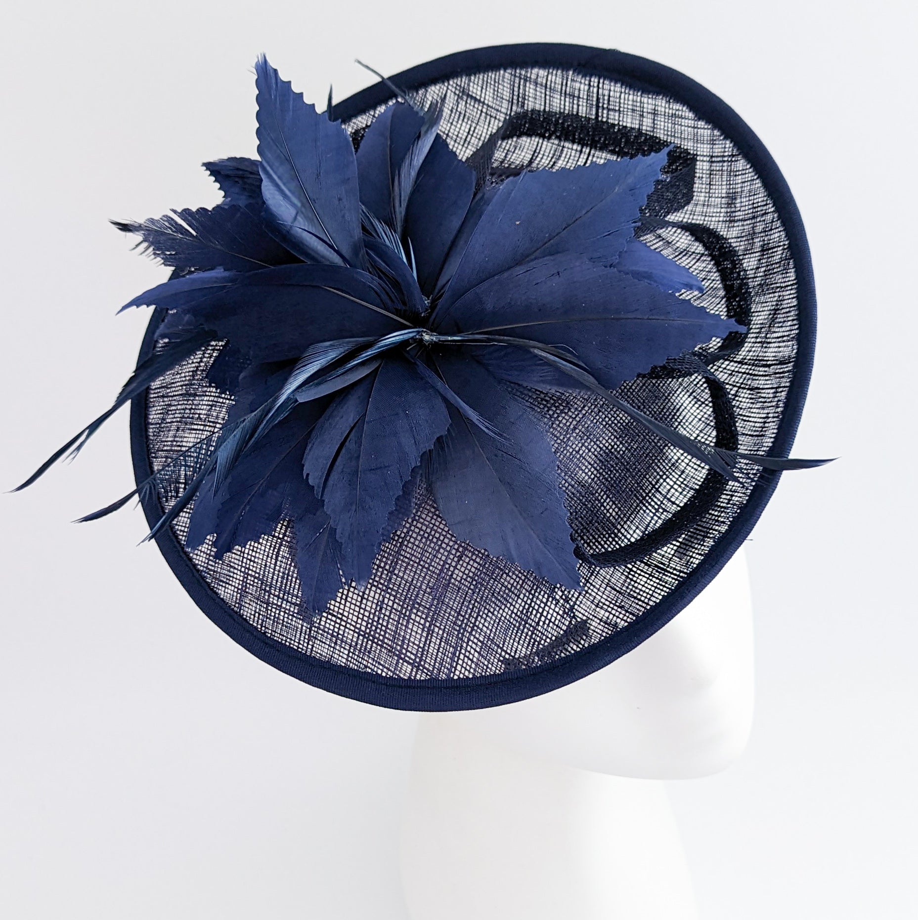 Navy blue feather disc saucer fascinator hat Navy blue feather disc saucer fascinator hat