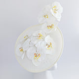 Cream large white orchid flower saucer disc fascinator hat Cream large white orchid flower saucer disc fascinator hat