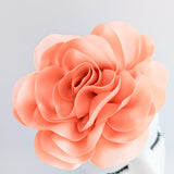 Large peach satin rose fascinator hat Large peach satin rose fascinator hat