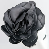 Large black satin rose fascinator hat Large black satin rose fascinator hat