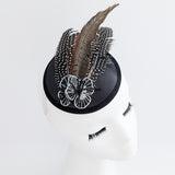 Black pheasant feather small satin fascinator  wedding hats uk Black pheasant feather small satin fascinator  wedding hats uk