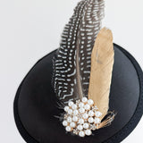 Black pheasant feather small satin fascinator  wedding hats uk Black pheasant feather small satin fascinator  wedding hats uk