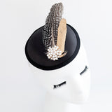 Black pheasant feather small satin fascinator  wedding hats uk Black pheasant feather small satin fascinator  wedding hats uk