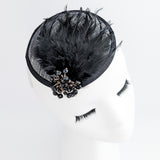 Cappelli da sposa fascinator con piume di cristallo nero uk Cappelli da sposa fascinator con piume di cristallo nero uk