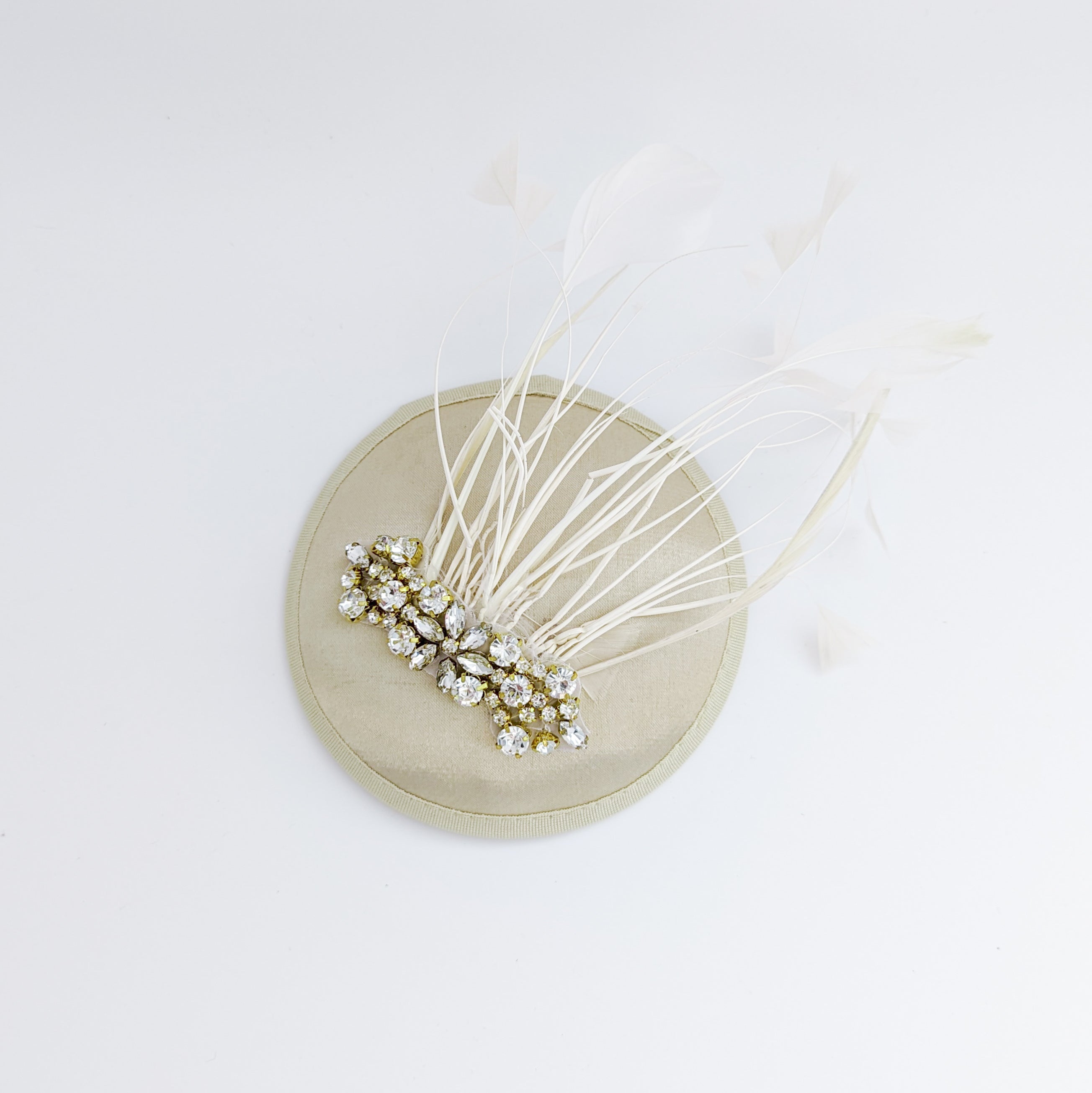 Champagne gold crystal feather small fascinator hat Champagne gold crystal feather small fascinator hat