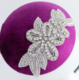 Magenta purple crystal small fascinator wedding hats uk