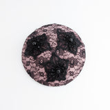 Blush pink black lace small fascinator hat Blush pink black lace small fascinator hat