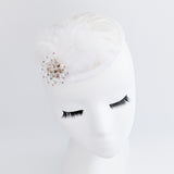 White crystal feather small fascinator wedding hat White crystal feather small fascinator wedding hat