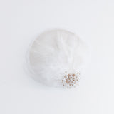 White crystal feather small fascinator wedding hat White crystal feather small fascinator wedding hat