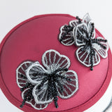Burgundy red black crystal satin small fascinator  wedding hats uk