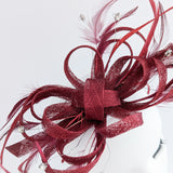 Cappello fascinator di piume di cristallo bordeaux Cappello fascinator di piume di cristallo bordeaux