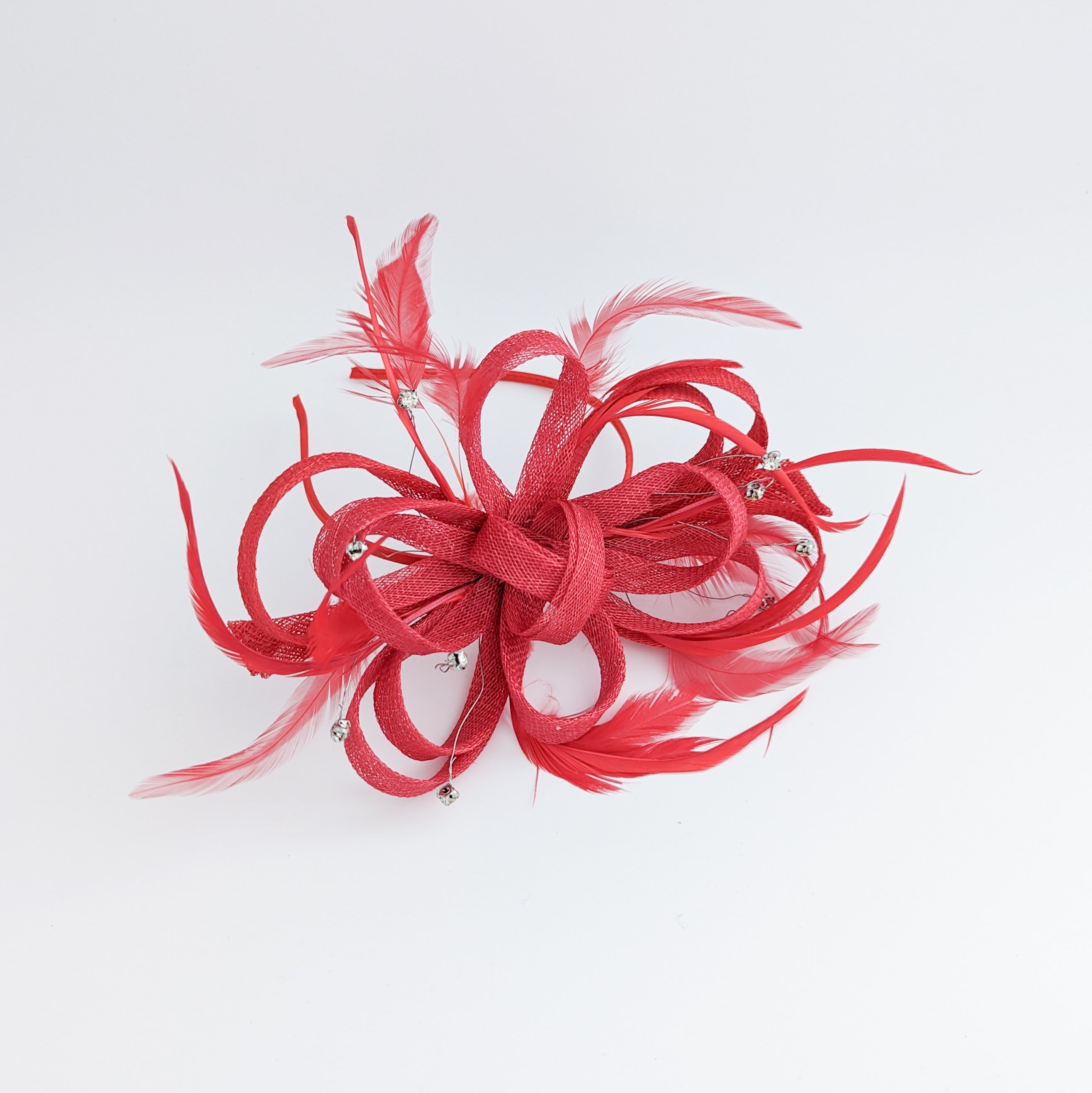 Red crystal feather fascinator hat Red crystal feather fascinator hat