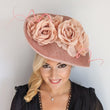 Blush pink large teardrop rose flower fascinator hat