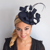 Navy blue spiral loop fascinator hat Navy blue spiral loop fascinator hat
