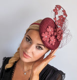 Burgundy flower fascinator hat Burgundy flower fascinator hat