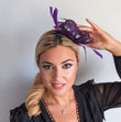 Aubergine cadbury purple feather fascinator hat