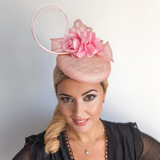 Light pink flower fascinator hat House of Hats
