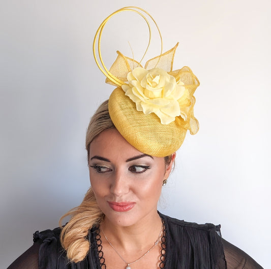 Yellow flower fascinator hat