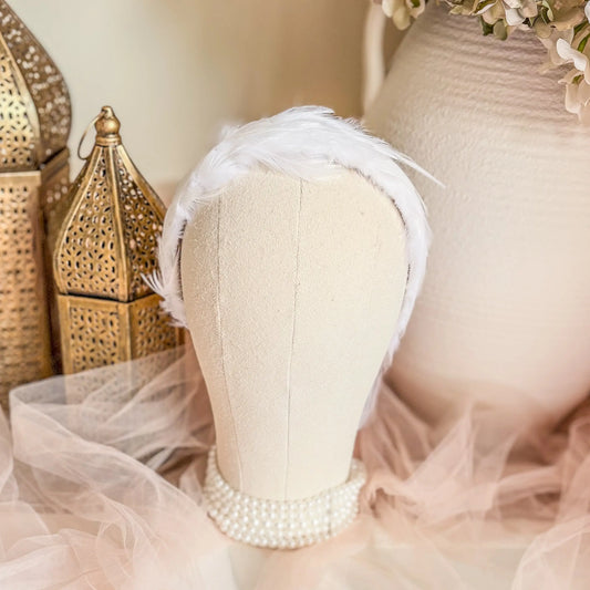 White feather headband fascinator House of Hats