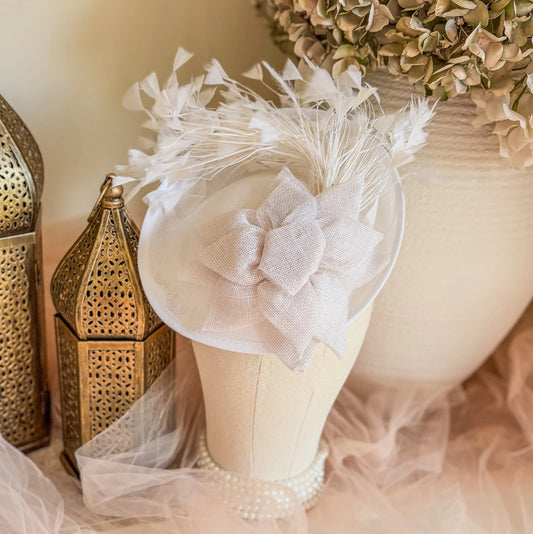 White large fascinator hat House of Hats