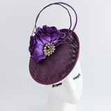 Cappello fascinator disco piattino con piume di fiori rosa cipria Cappello fascinator disco piattino con piume di fiori rosa cipria