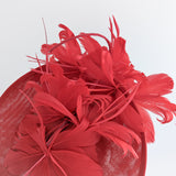 Red feather large saucer disc fascinator hat Red feather large saucer disc fascinator hat