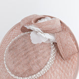 Cappello fascinator disco con piattino grande rosa cipria Cappello fascinator disco con piattino grande rosa cipria