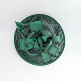 Dark emerald green feather large saucer disc fascinator hat Dark emerald green feather large saucer disc fascinator hat