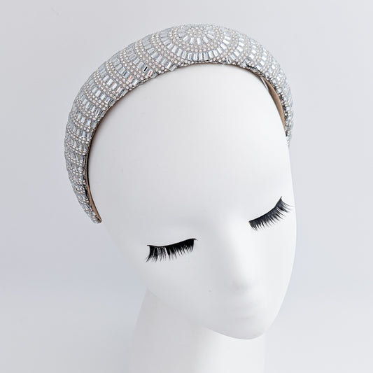 Cappello fascinator di piume di cristallo blu fiordaliso