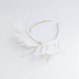 Off White feather satin headband fascinator Off White feather satin headband fascinator