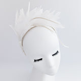 Off White feather satin headband fascinator Off White feather satin headband fascinator
