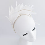 Off White feather satin headband fascinator Off White feather satin headband fascinator