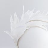 Off White feather satin headband fascinator Off White feather satin headband fascinator