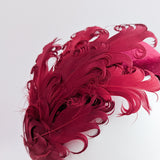 Burgundy feather padded velvet headband fascinator