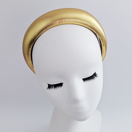 Gold metallic padded headband fascinator