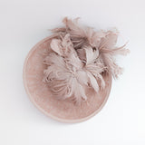 Blush pink large feather saucer disc fascinator hat Blush pink large feather saucer disc fascinator hat