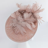 Blush pink large feather saucer disc fascinator hat Blush pink large feather saucer disc fascinator hat