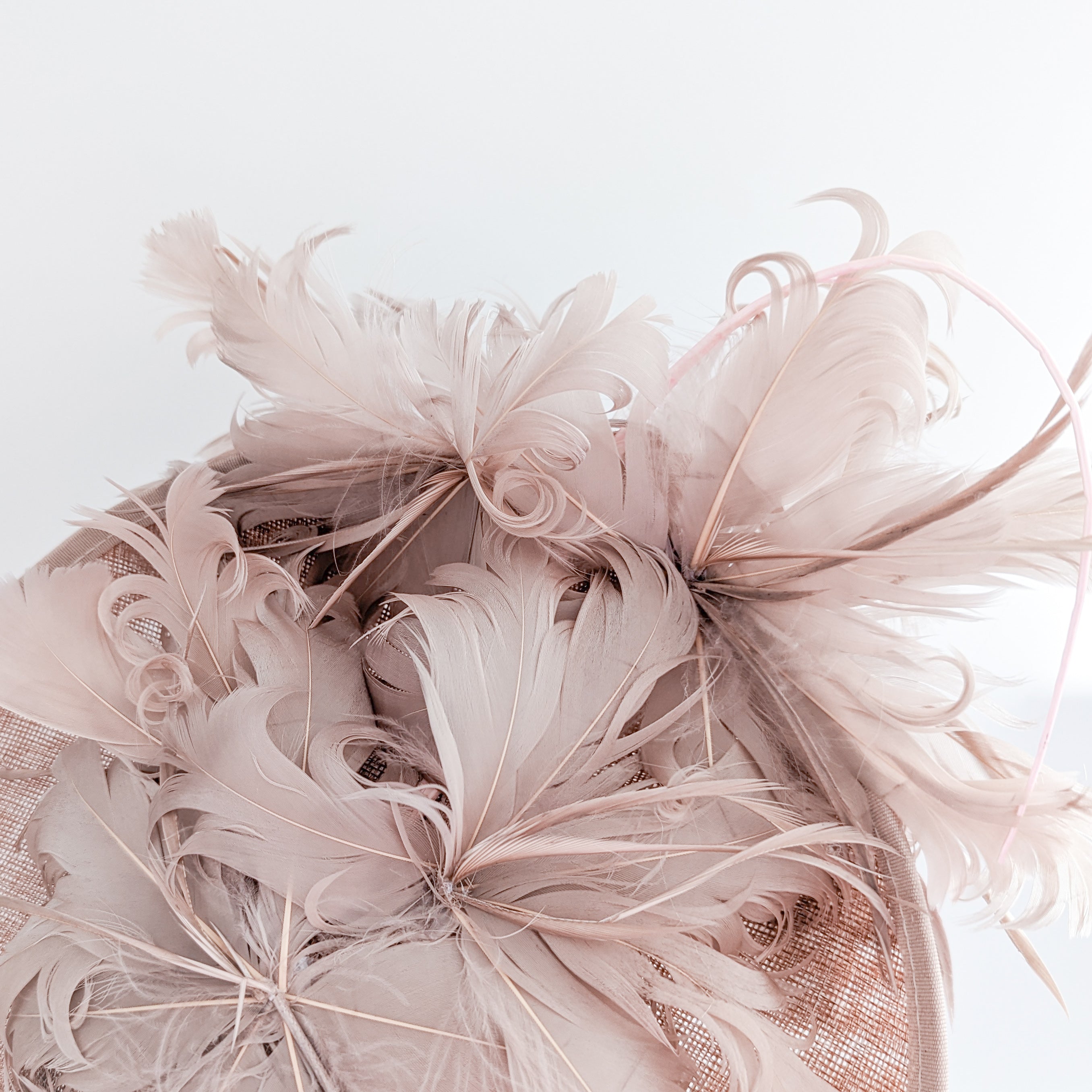 Blush pink large feather saucer disc fascinator hat Blush pink large feather saucer disc fascinator hat